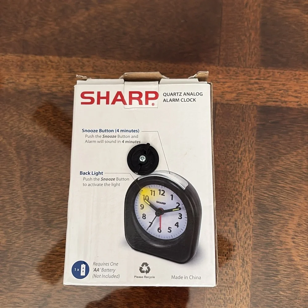 Sharp SPC844A Quartz Analog Alarm Clock Black Ascending Alarm Backlight Snooze 🆕